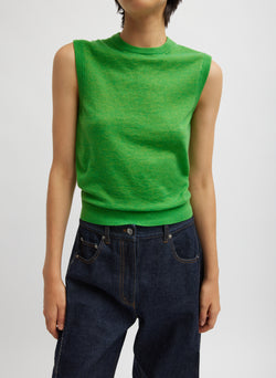 Skinlike Mercerized Wool Sleeveless Sweater Apricot Green-1