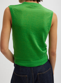 Skinlike Mercerized Wool Sleeveless Sweater Apricot Green-2