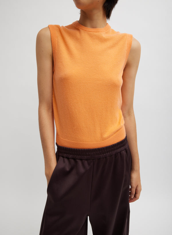 Skinlike Mercerized Wool Sleeveless Sweater - Melon Orange-1
