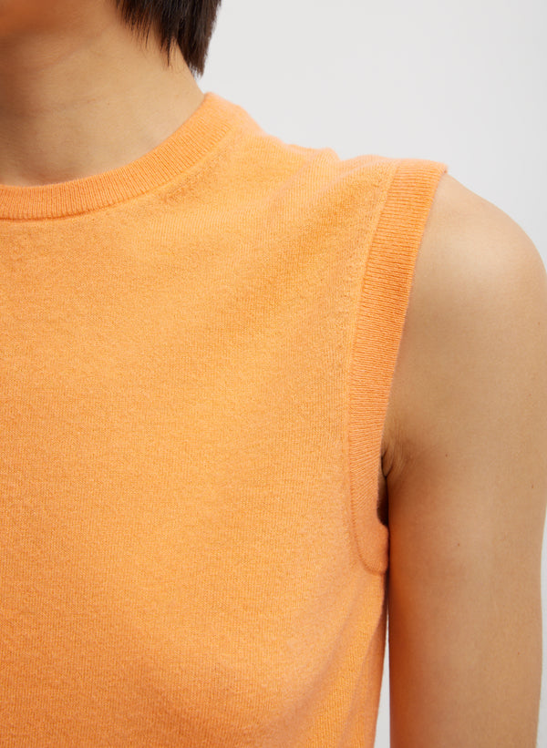 Skinlike Mercerized Wool Sleeveless Sweater - Melon Orange-3