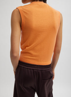 Skinlike Mercerized Wool Sleeveless Sweater Melon Orange-4