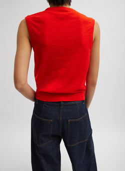 Skinlike Mercerized Wool Sleeveless Sweater Red-2