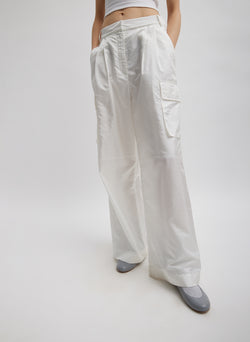 Stella Crispy Nylon Pleated Cargo Pant White-1