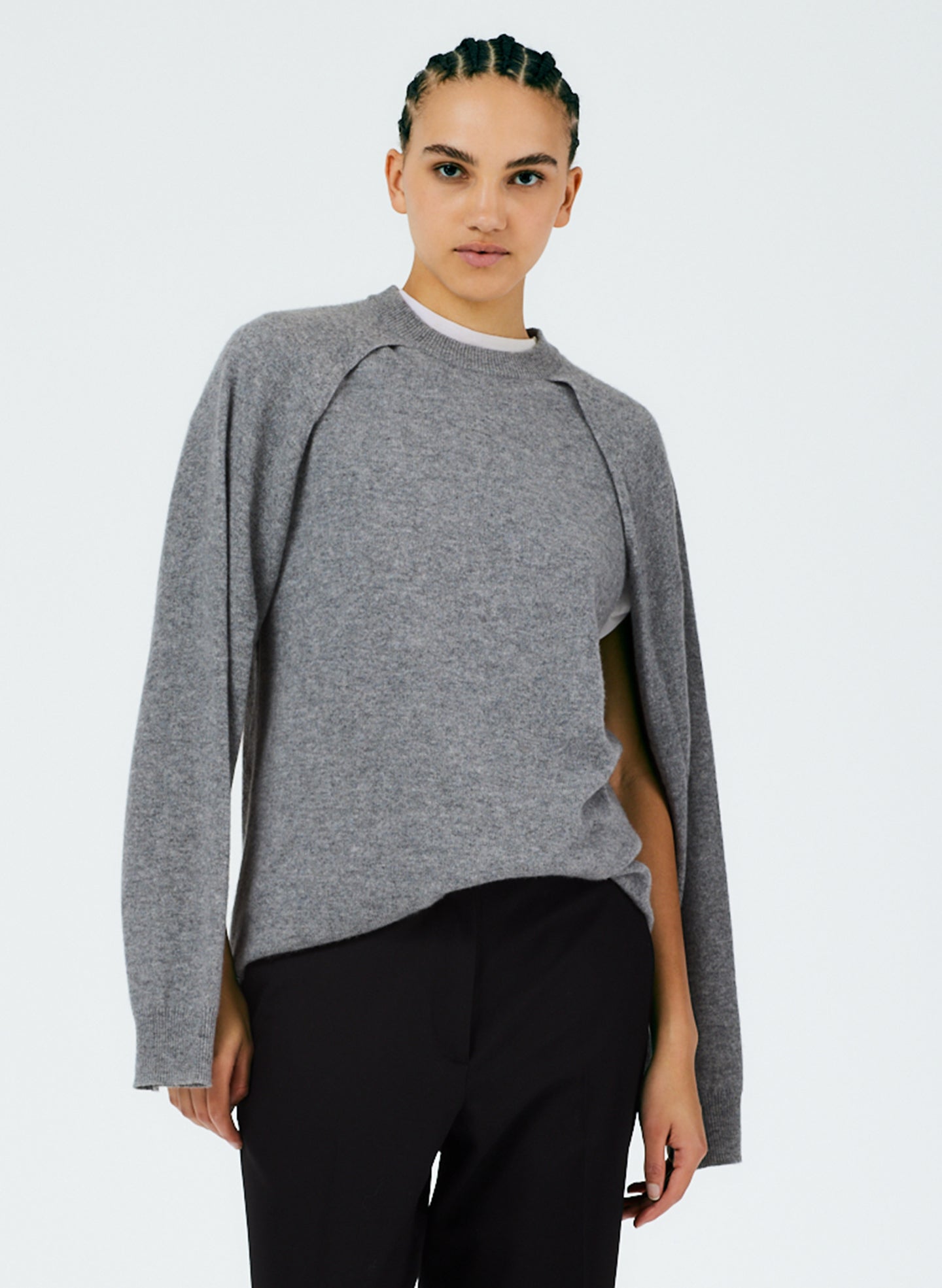 Feather Weight Cashmere Easy Cocoon Tunic - Heather Grey-1