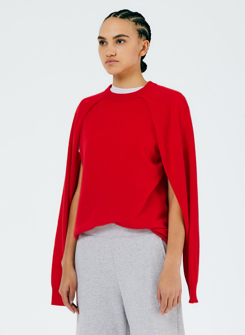Feather Weight Cashmere Easy Cocoon Tunic Red-3