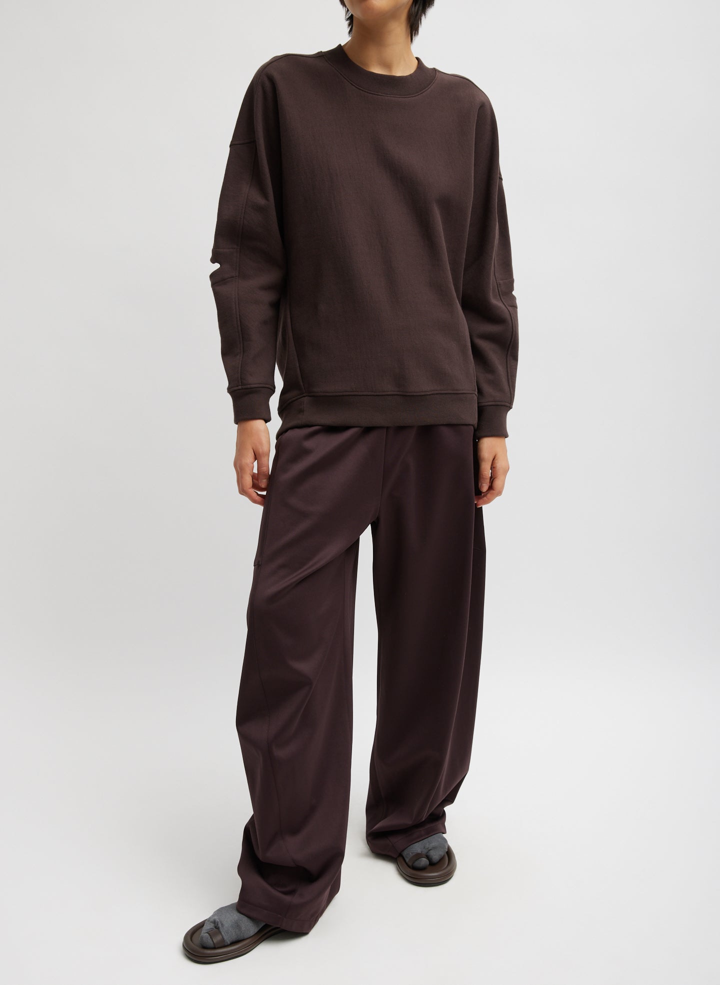 Cocoon Crewneck Sweatshirt - Brown-1