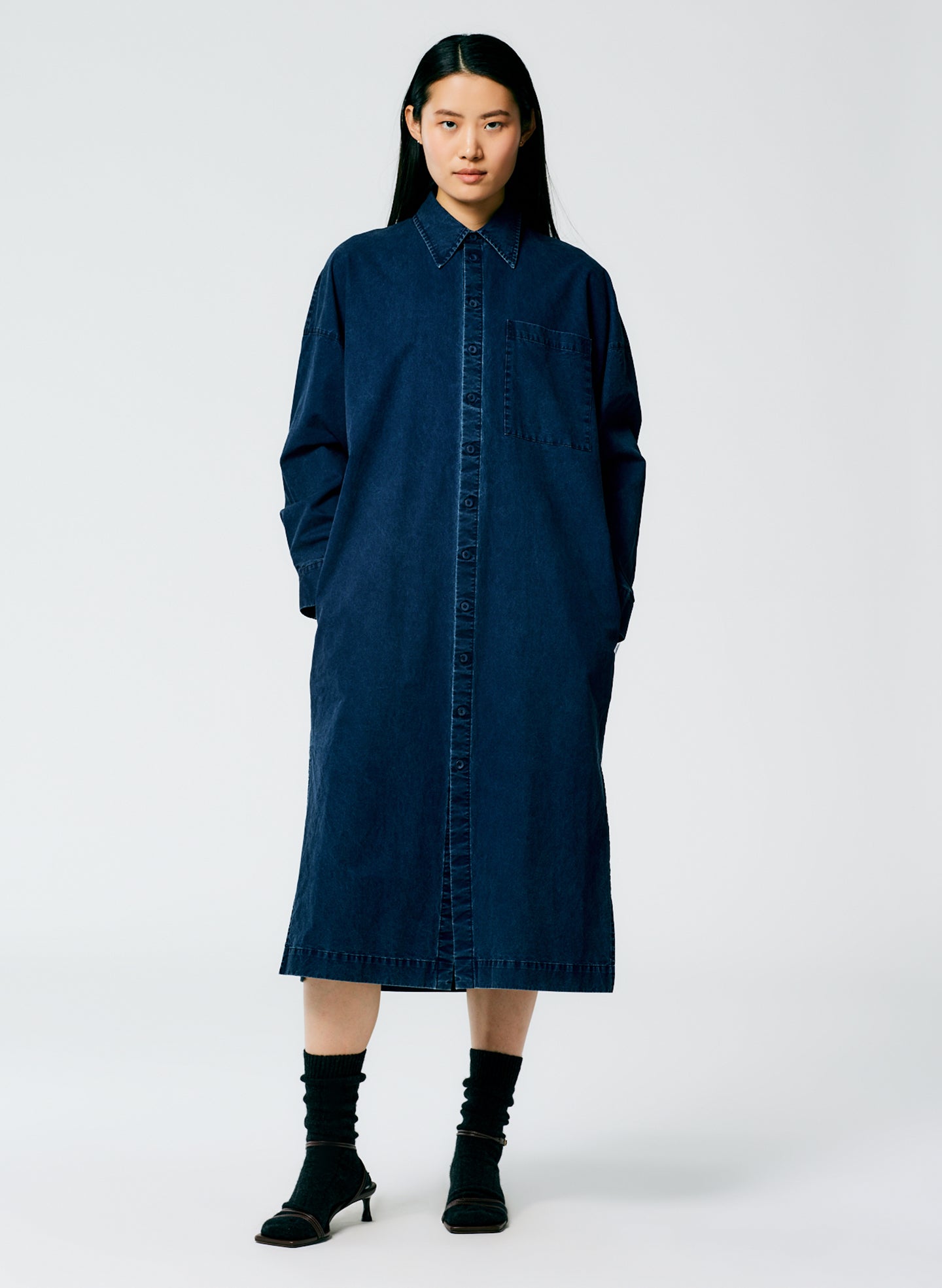 Tencel Cotton Shirtdress - Blue-1