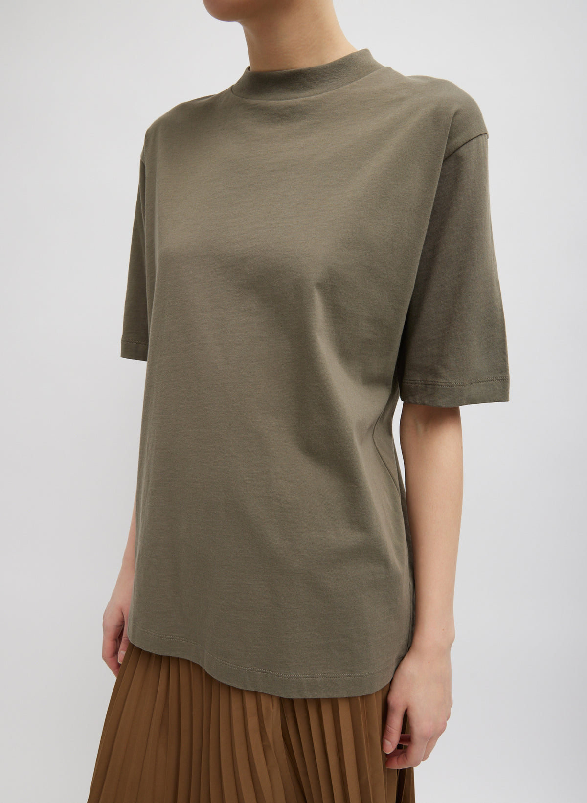 Merino rib mock neck long sleeve t-shirt - Fig