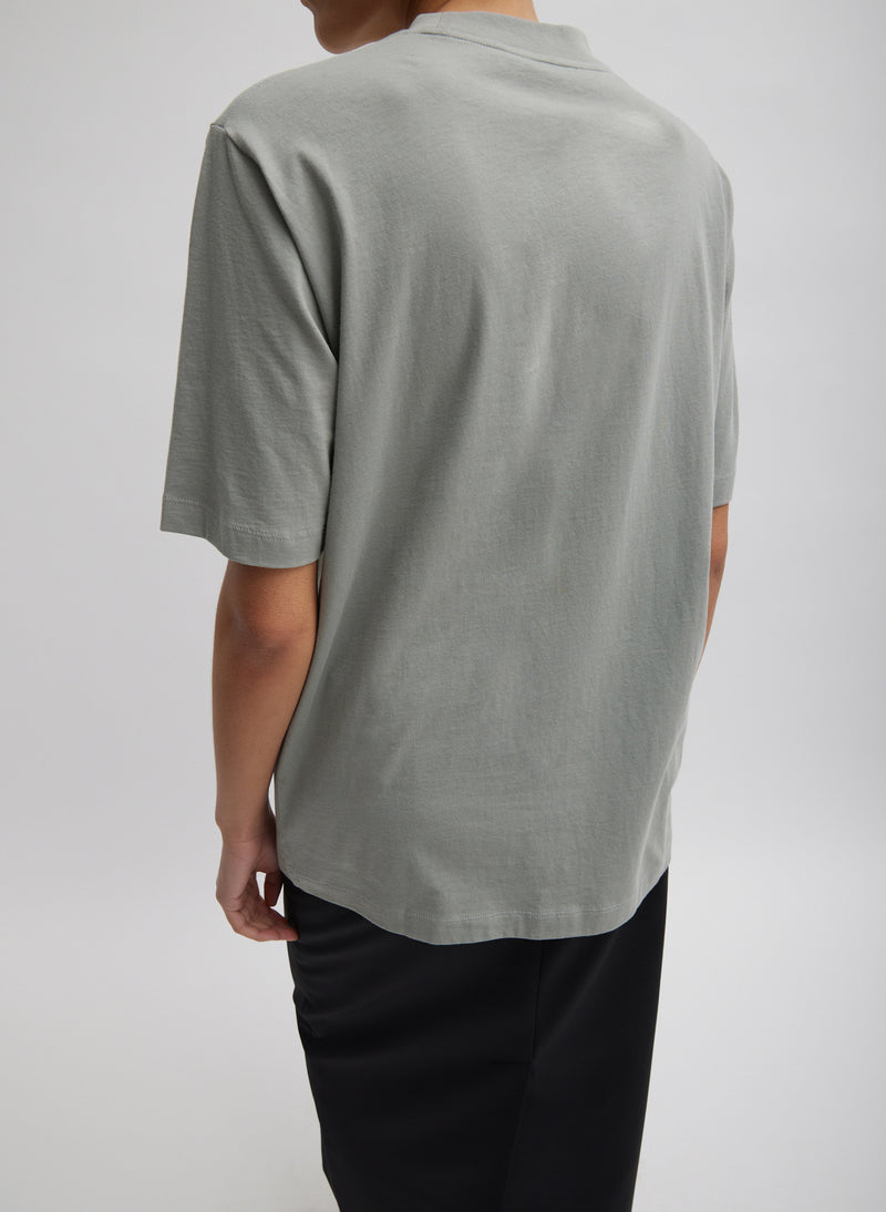 Mock Neck Unisex T-Shirt Pumice Grey-3