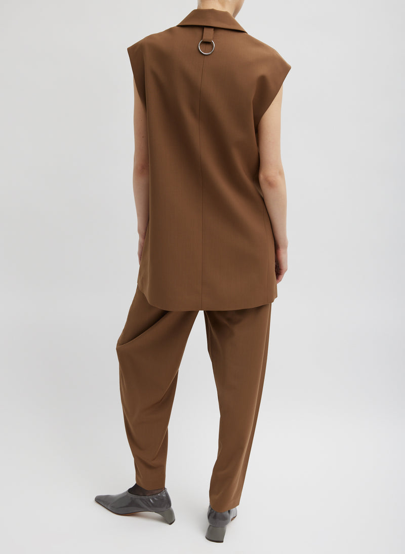 Tropical Wool Reese Sculpted Trouser Toffee-6