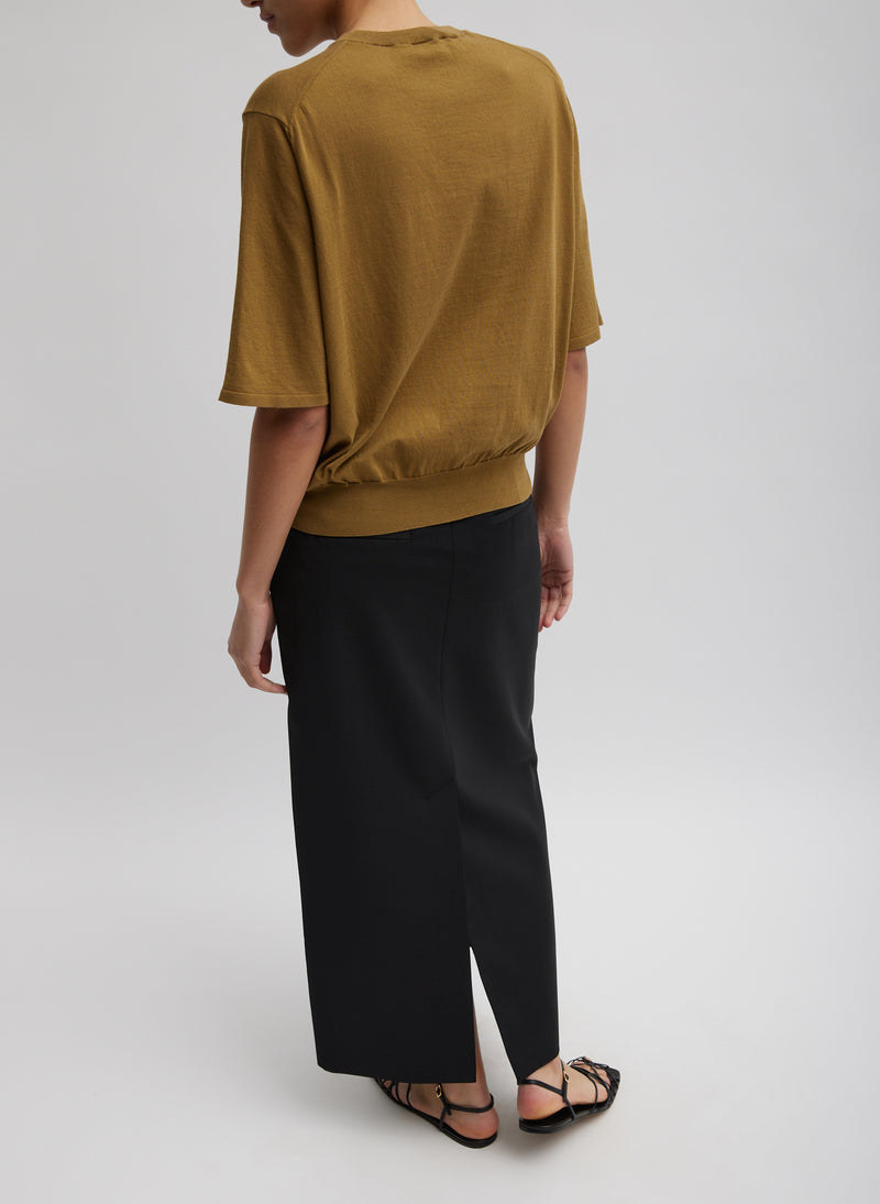 Tropical Wool Maxi Trouser Skirt Black-3