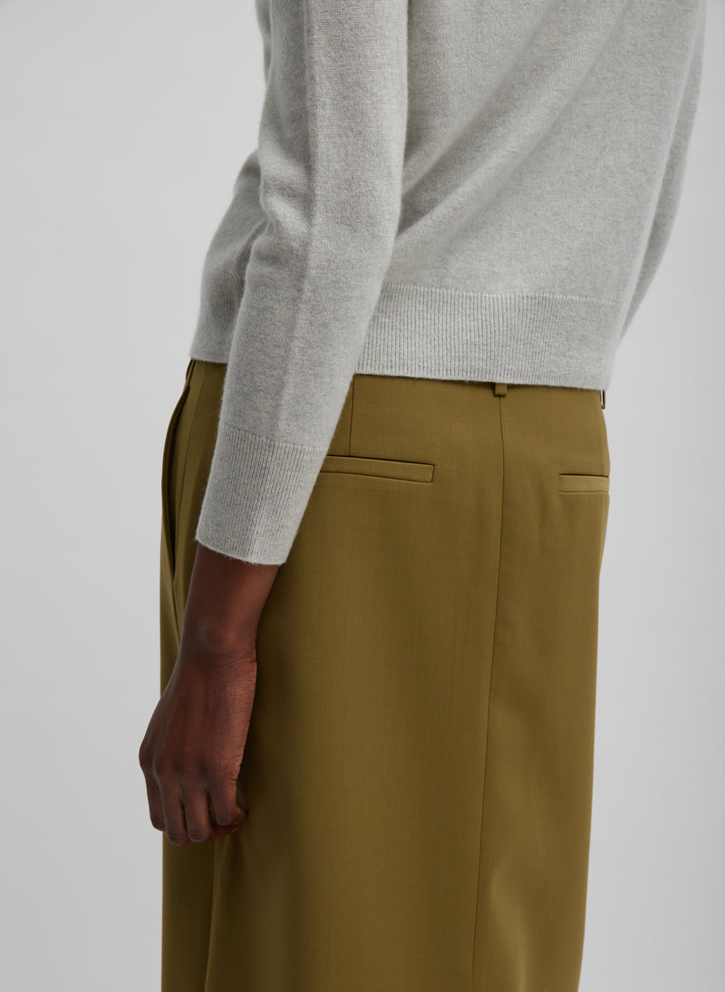 Tropical Wool Maxi Trouser Skirt Dark Hazel-3