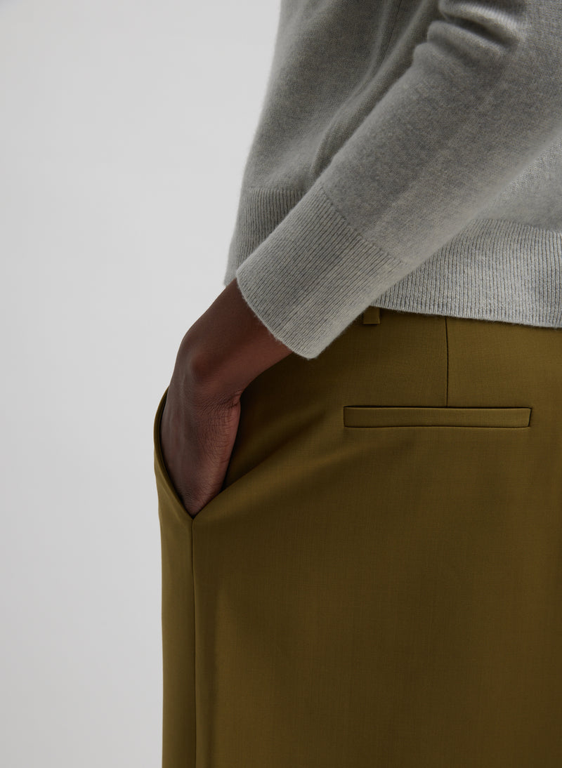 Tropical Wool Maxi Trouser Skirt Dark Hazel-4