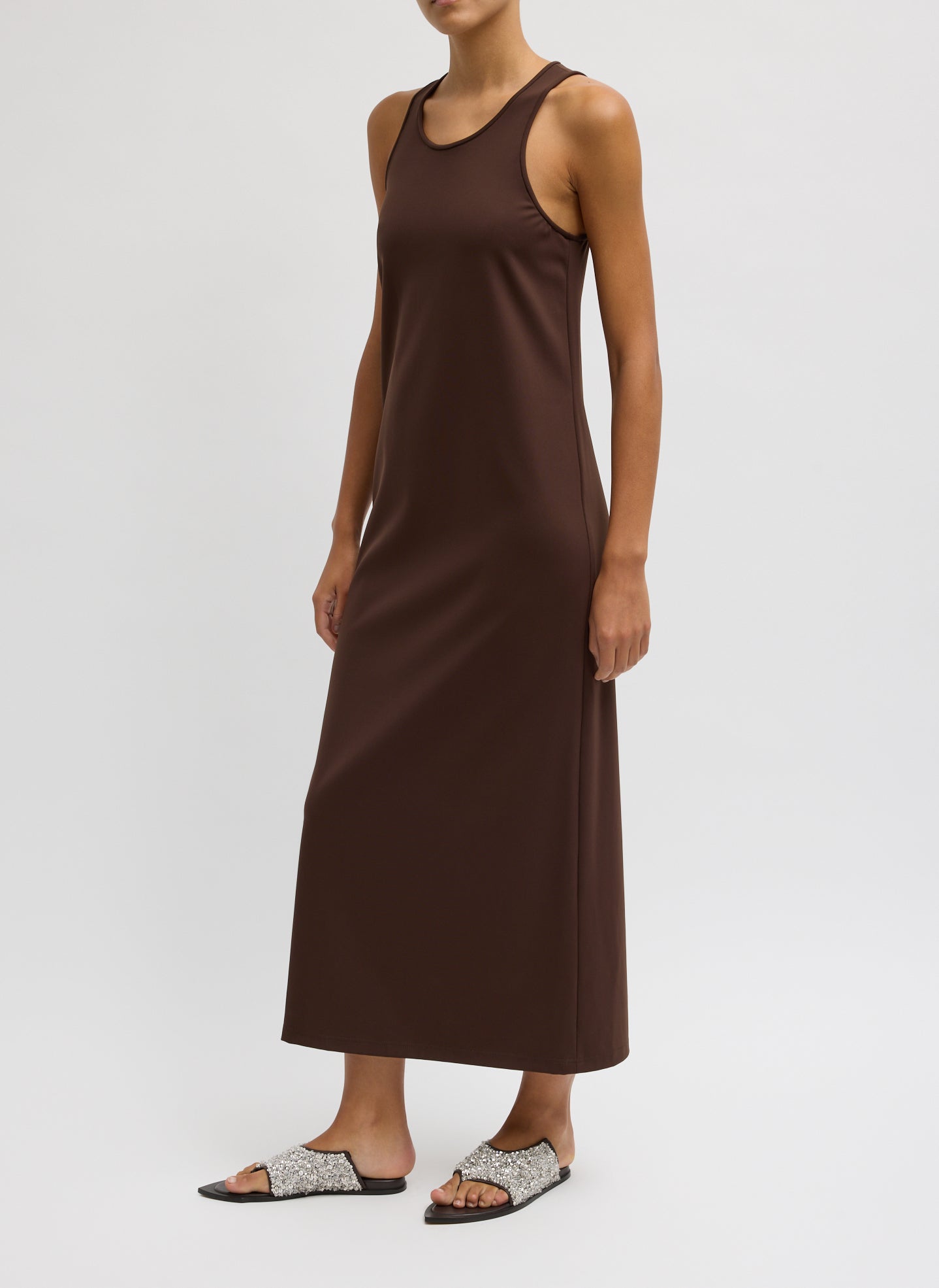 knitted sleeveless dress Compact Ultra Stretch Knit Sleeveless Dress Brown / 14 / T000UK1667