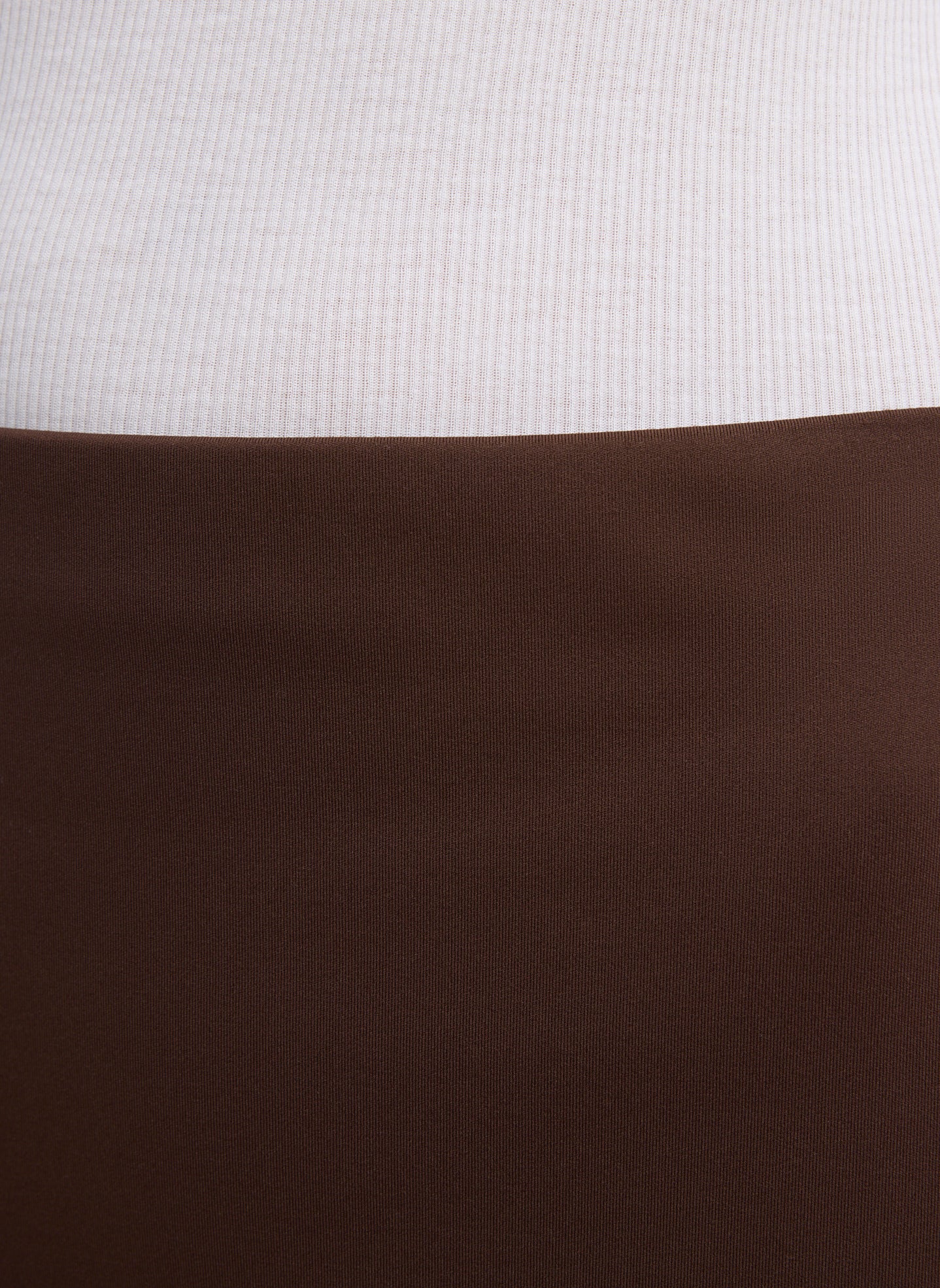 Brown Compact Ultra Stretch Knit Pencil Skirt - closeup of waistband