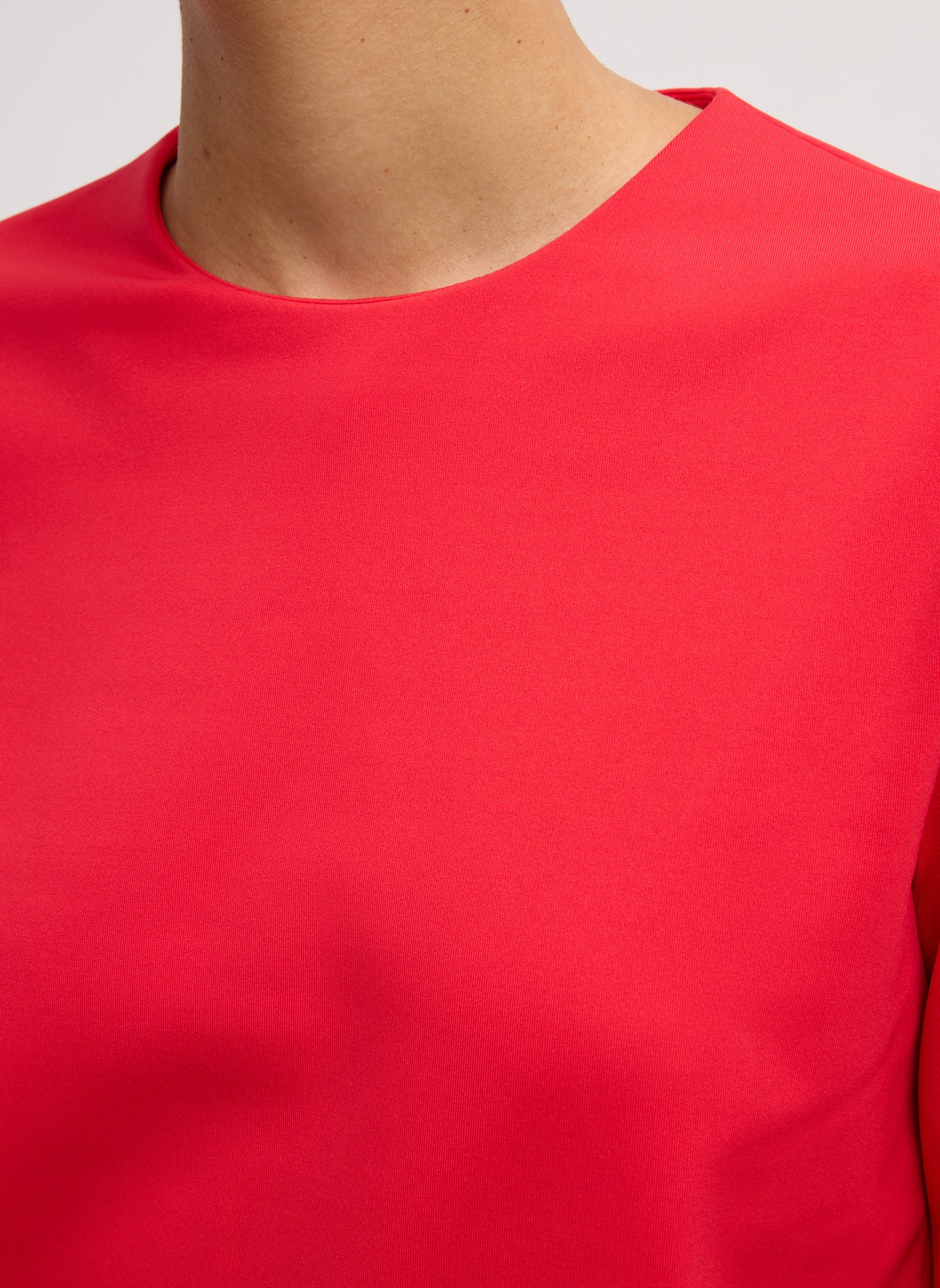 Compact Ultra Stretch Knit Long Sleeve Top - closeup of neckline