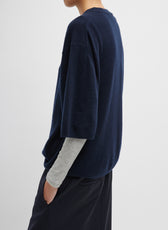 Washable Cashmere Oversized Easy Tee in Ink Blue