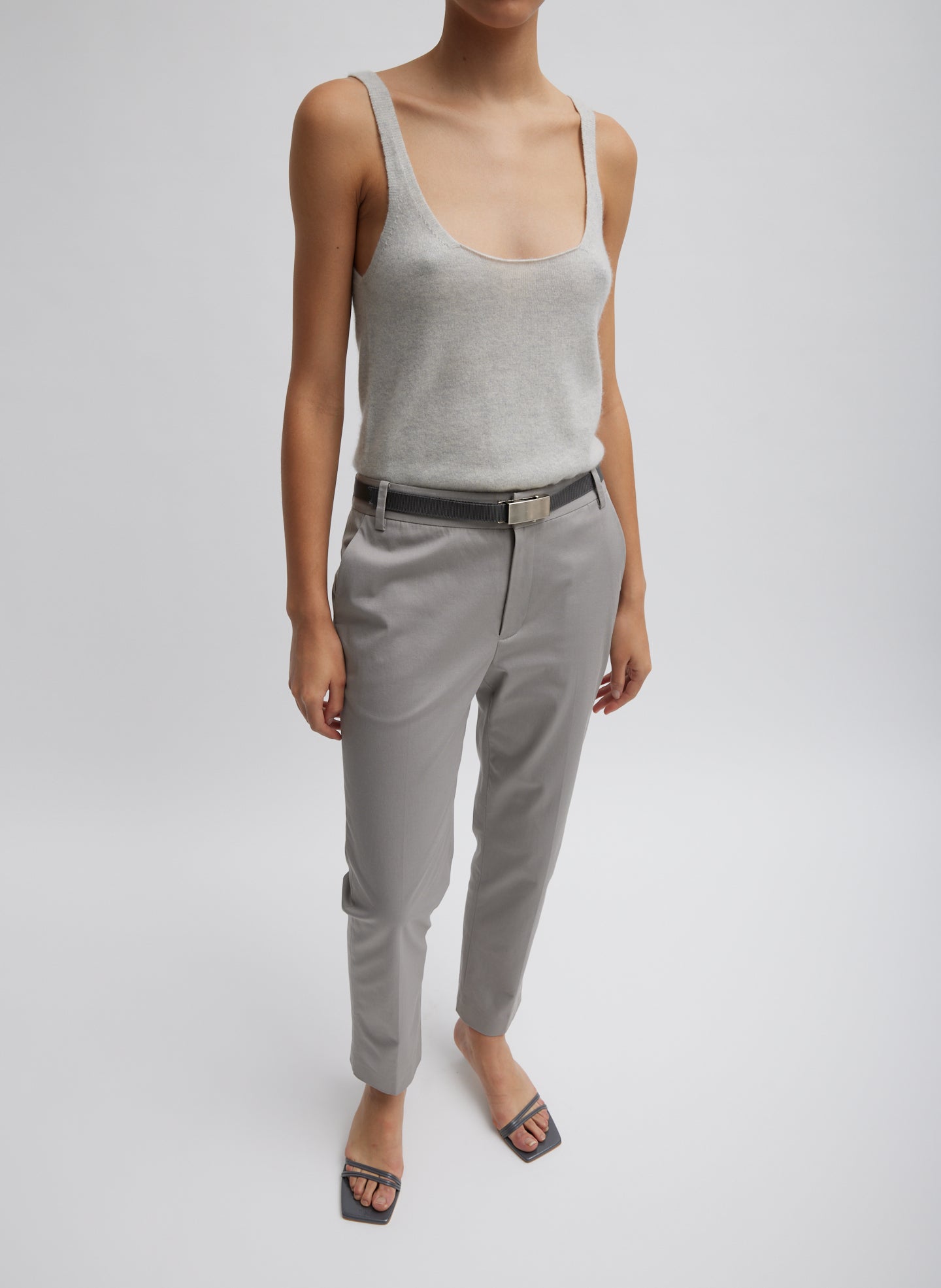 Washable Cashmere Tank Sweater - Light Heather Grey-1