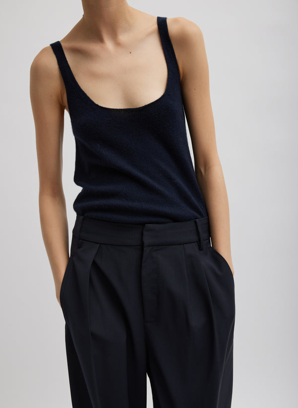 Washable Cashmere Tank Sweater - Navy-1