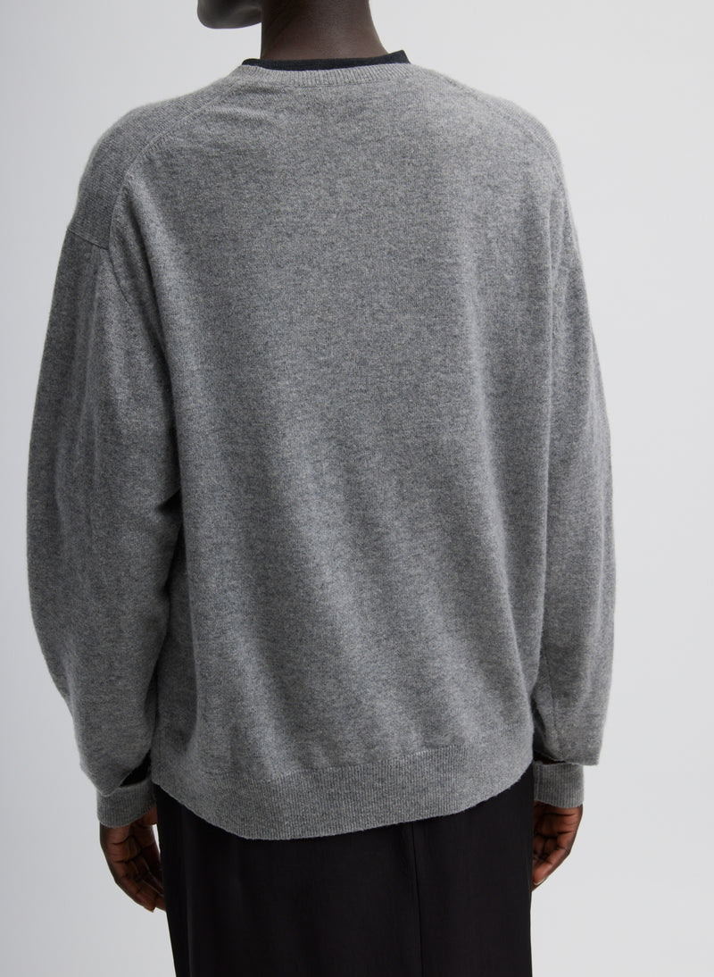 Washable Cashmere Easy Polo Sweater Heather Grey-4