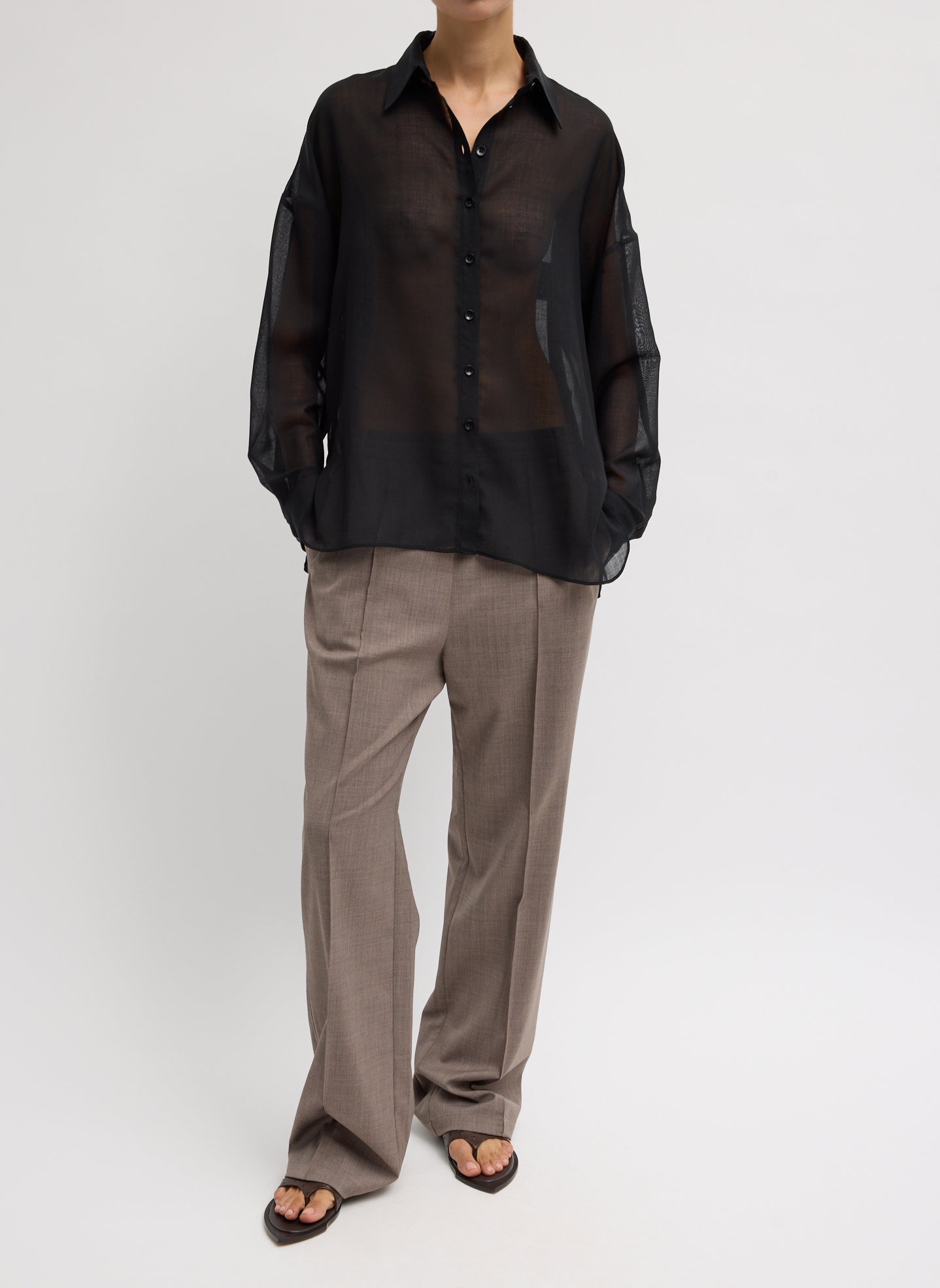Sheer Wool Gauze Oversized Shirt Black / L / T000WG7720 Sheer Wool Gauze Oversized Shirt Black / L / T000WG7720