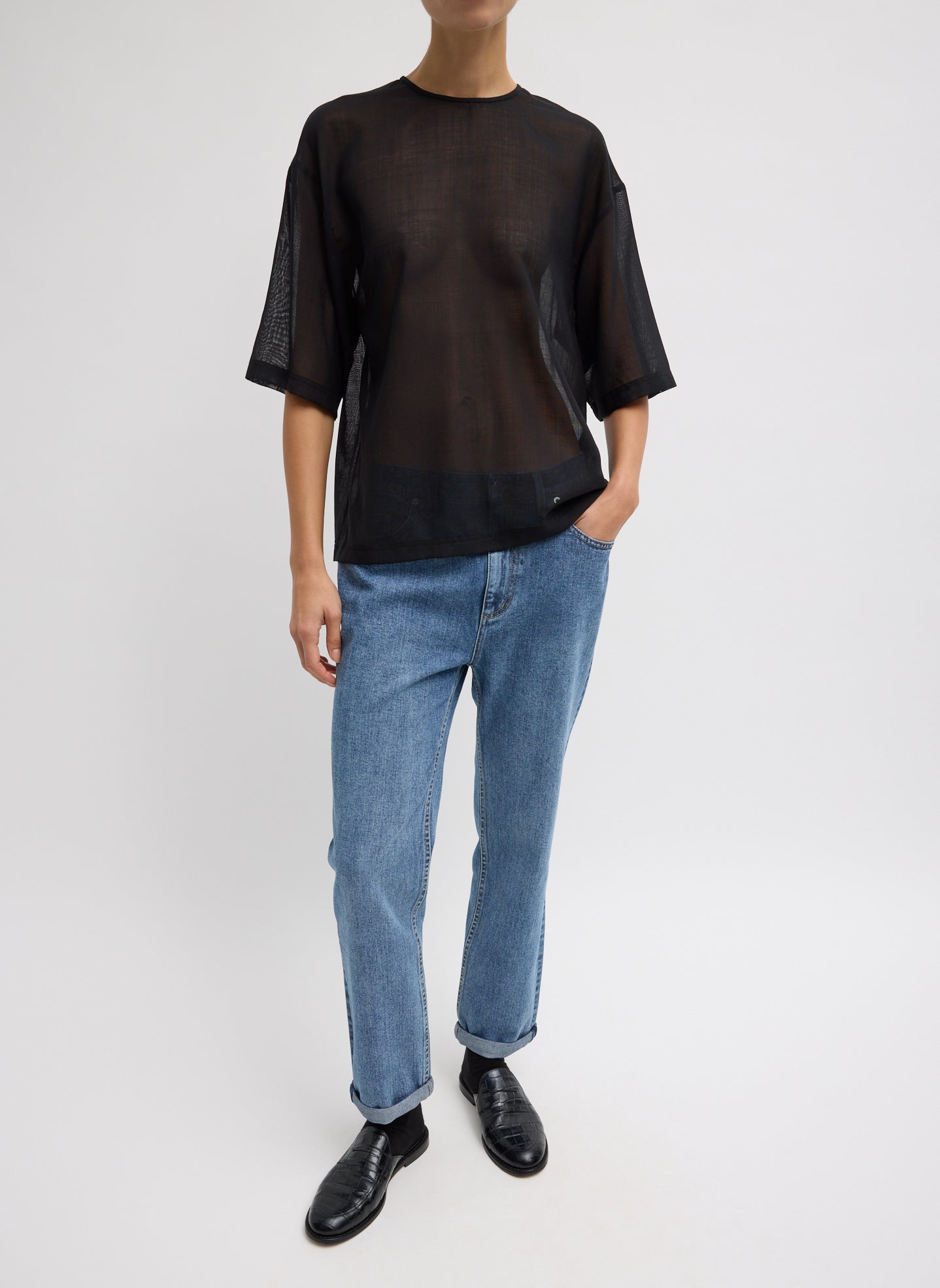 semi-sheer Tシャツ Jolene Semi Sheer Shirt - Black – The Frankie Shop