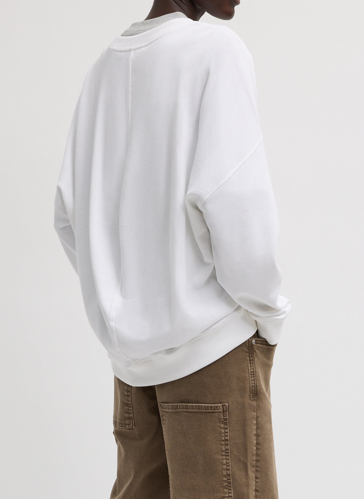 White Light Weight Sweatshirting Crewneck Sweatshirt - back view on model