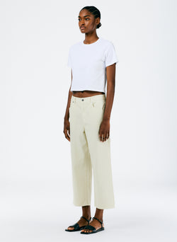 Garment Dyed Twill Cropped Slouchy Carpenter Jean Cream-5