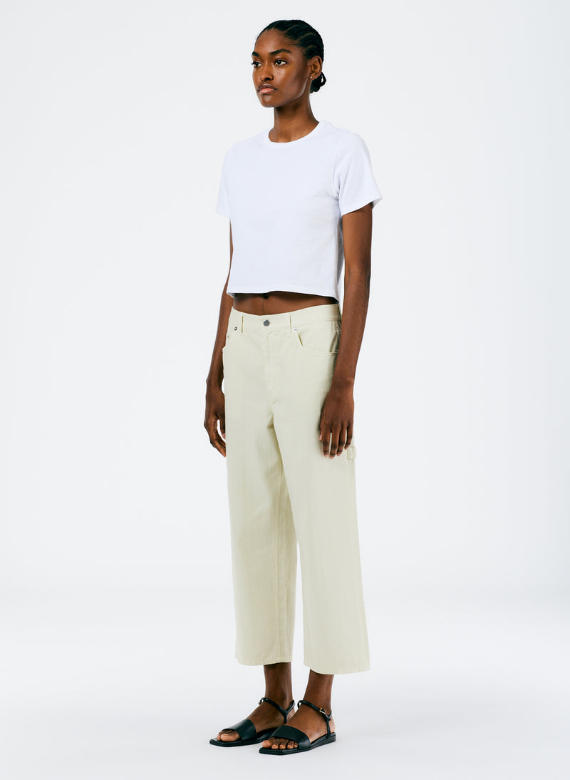 Garment Dyed Twill Cropped Slouchy Carpenter Jean – Tibi Official