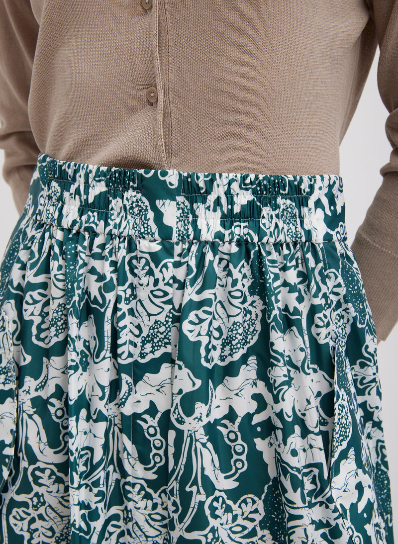 Recycled Nylon Batik Full Skirt Hunter Green Multi-2