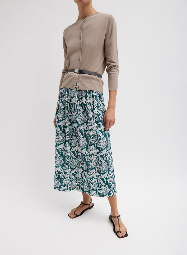 Recycled Nylon Batik Full Skirt - Hunter Green Multi-1