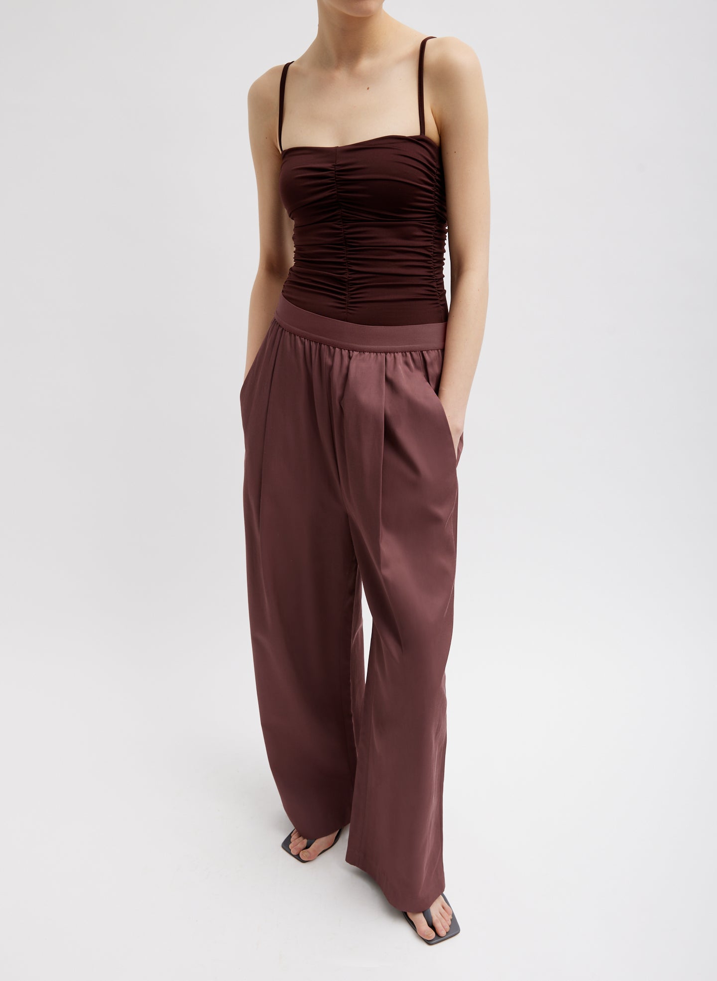 Drapey Suiting Marit Pull On Pant - Cinnamon-1