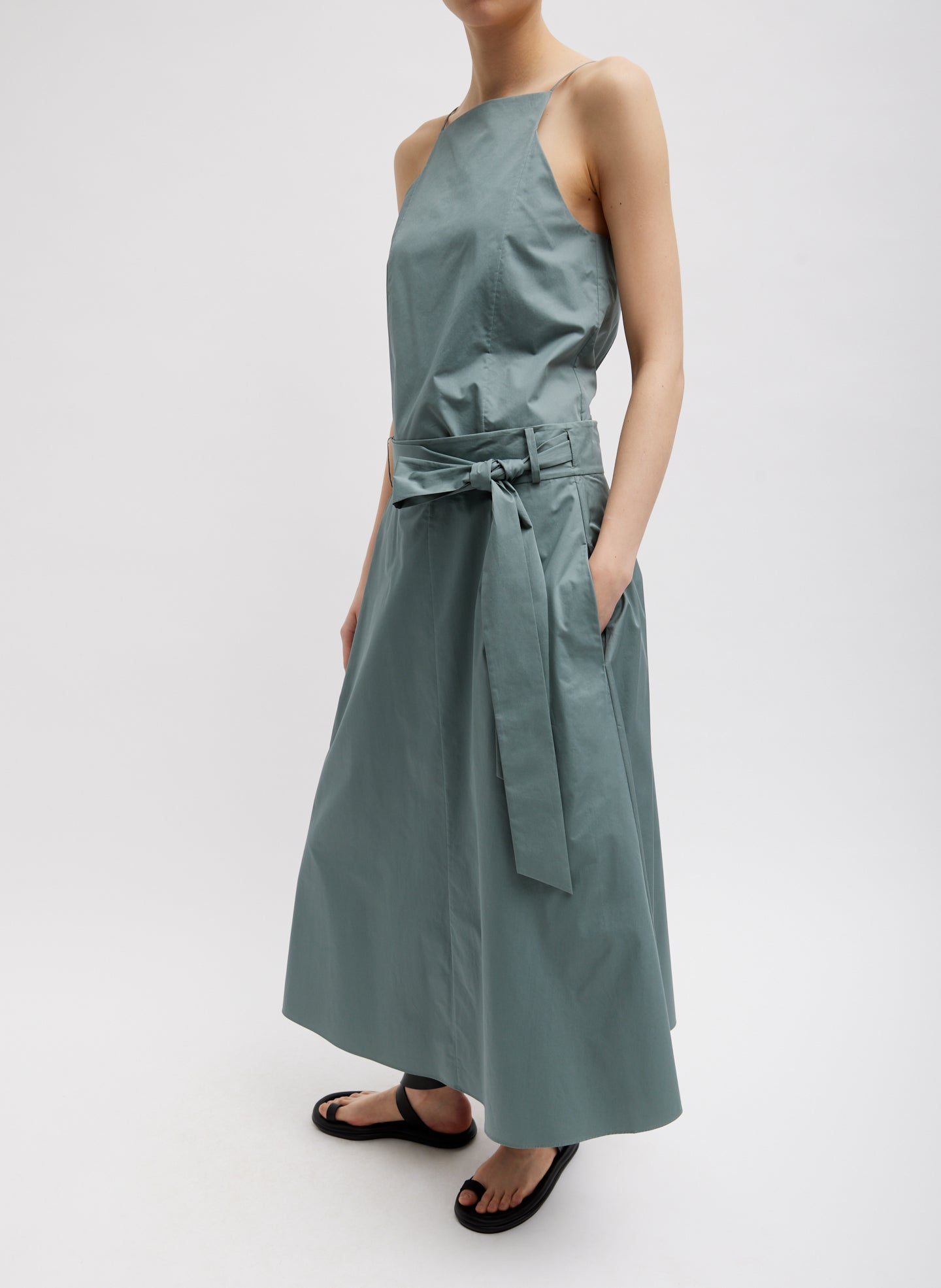 Eco Poplin Back Wrap Skirt - Green Limestone-4