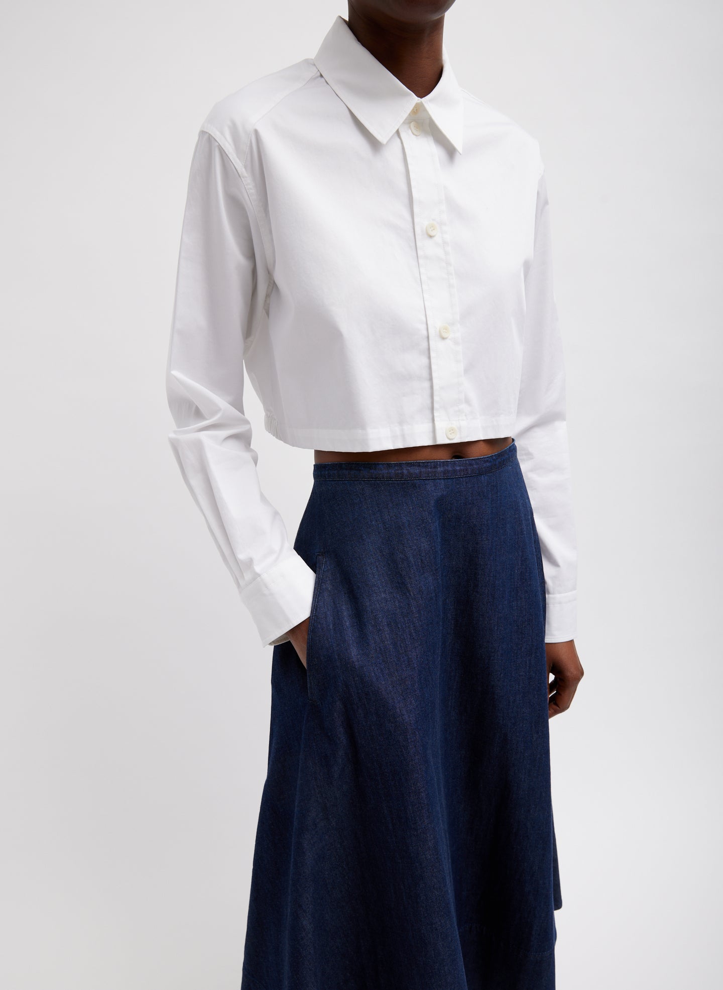 Eco Poplin Cropped Shirt - White-1