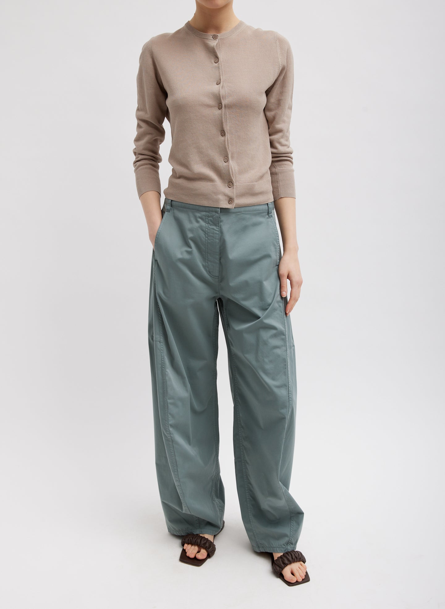 Garment Dyed Silky Cotton Sid Pant - Green Limestone-2