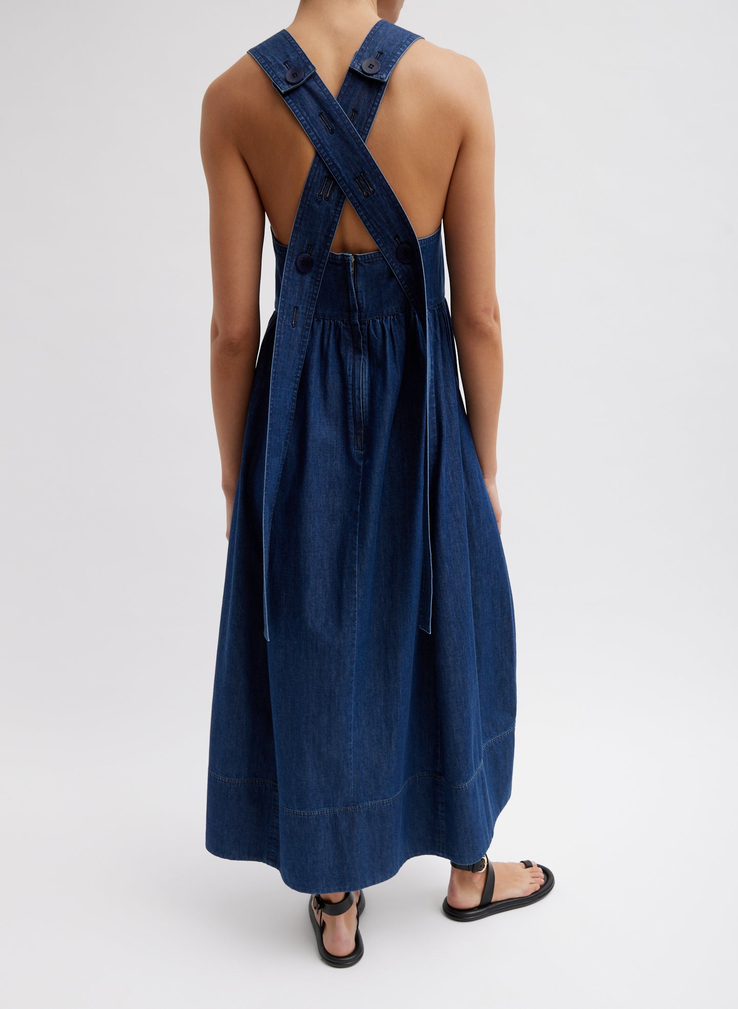 stonewash denim dress Umgee Stone Washed Collared Denim Midi Dress LT. Denim / M