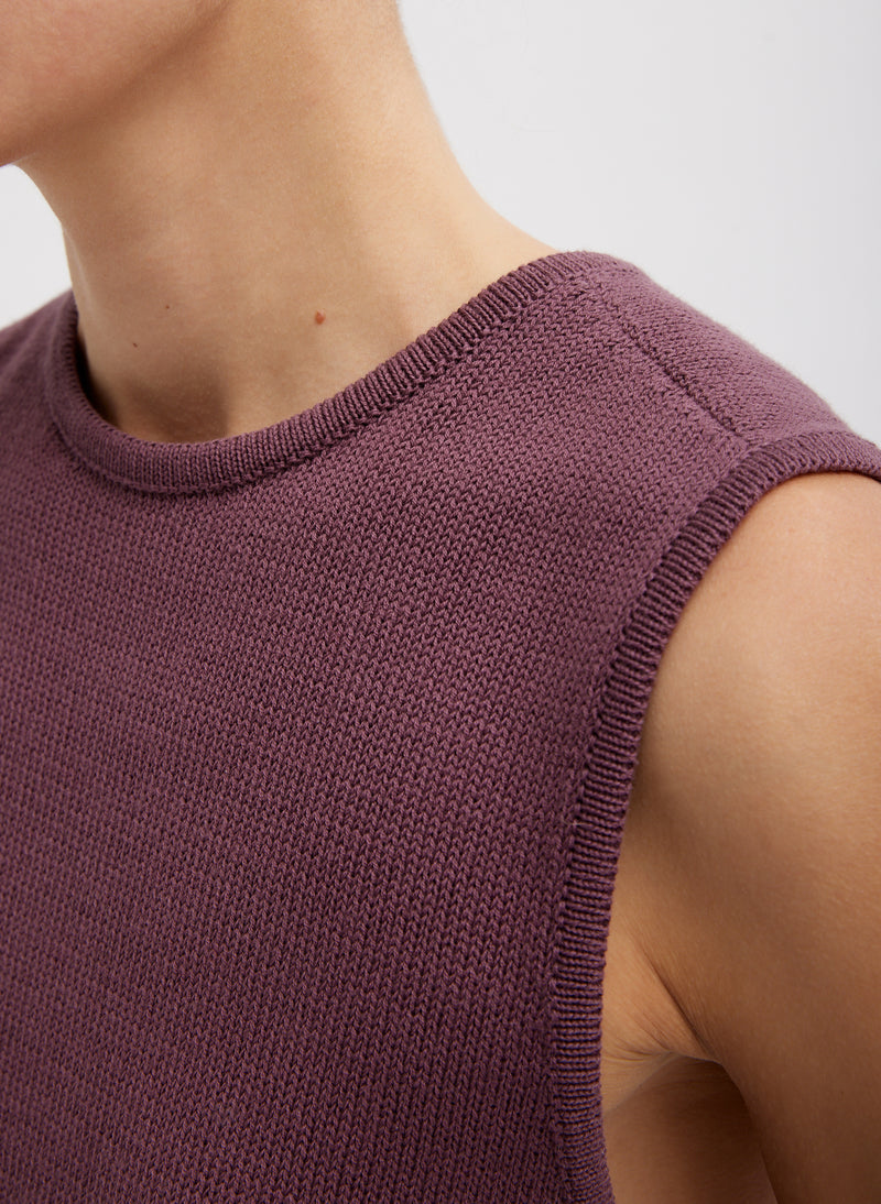 Cotton Criss Cross Sleeveless Sweater Cinnamon-2