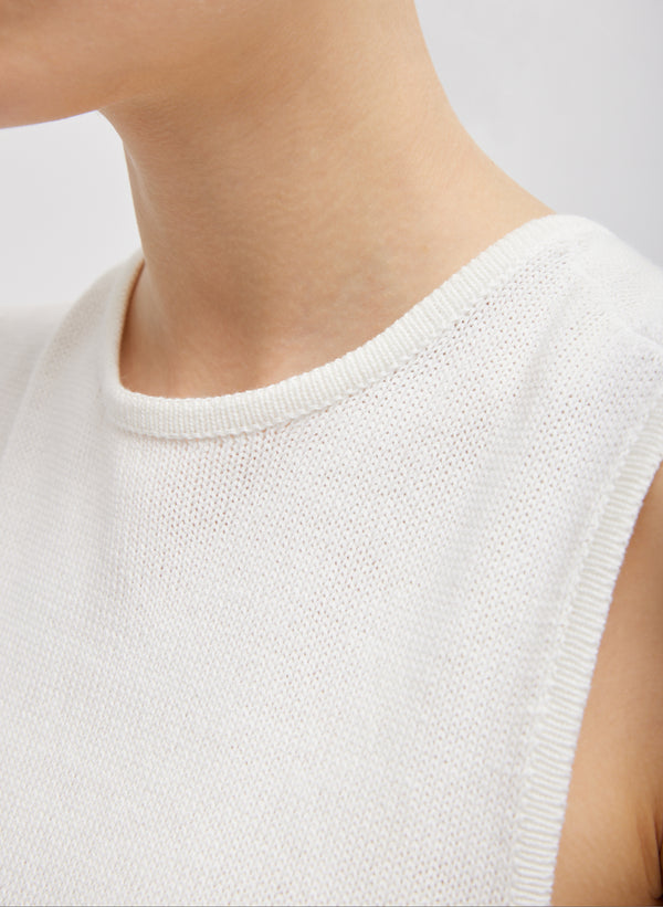 White Cross Collar Short Knit Sweater