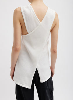 Cotton Criss Cross Sleeveless Sweater White-3
