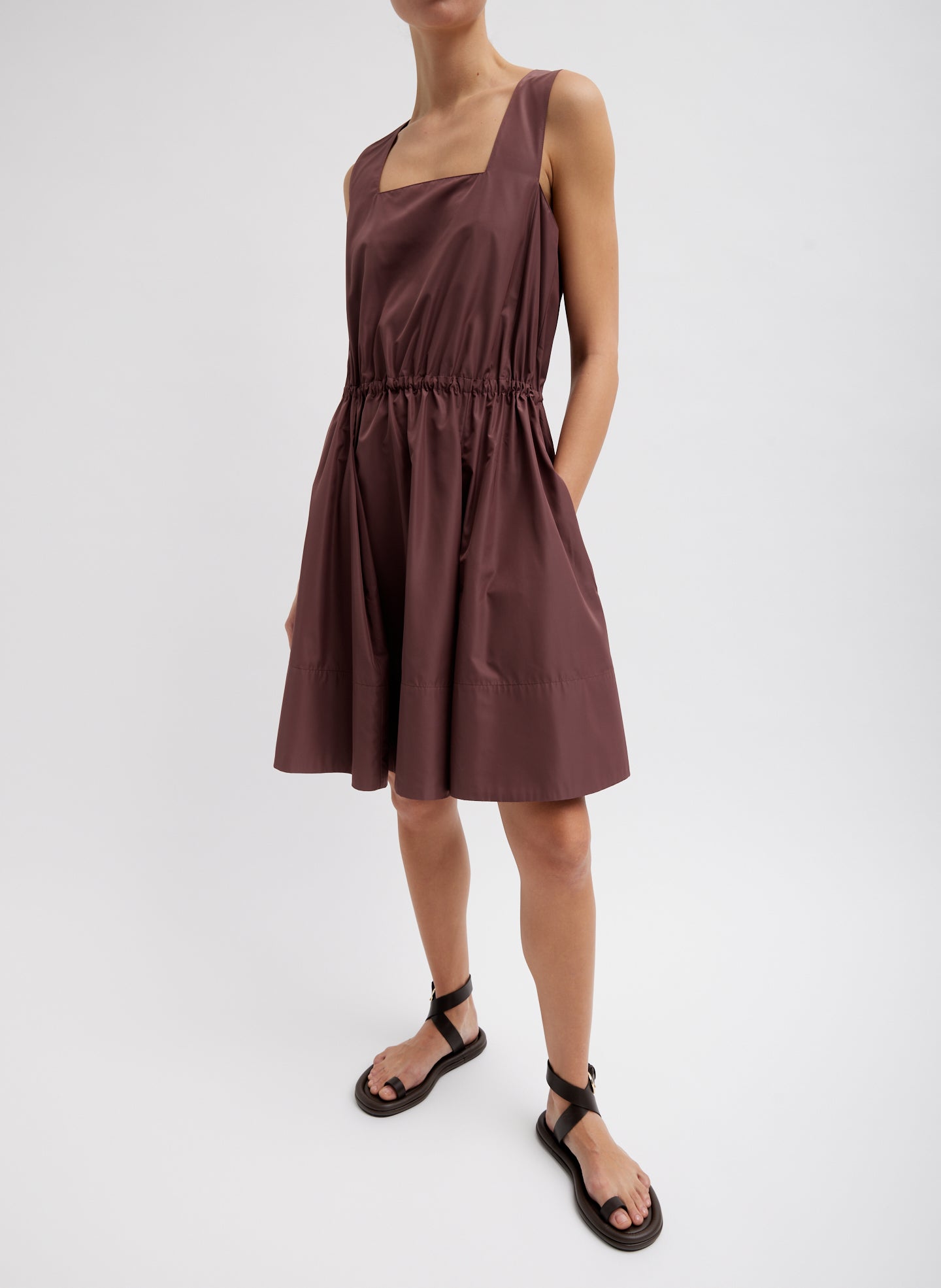 Italian Sporty Nylon Short Tank Dress - Cinnamon-1