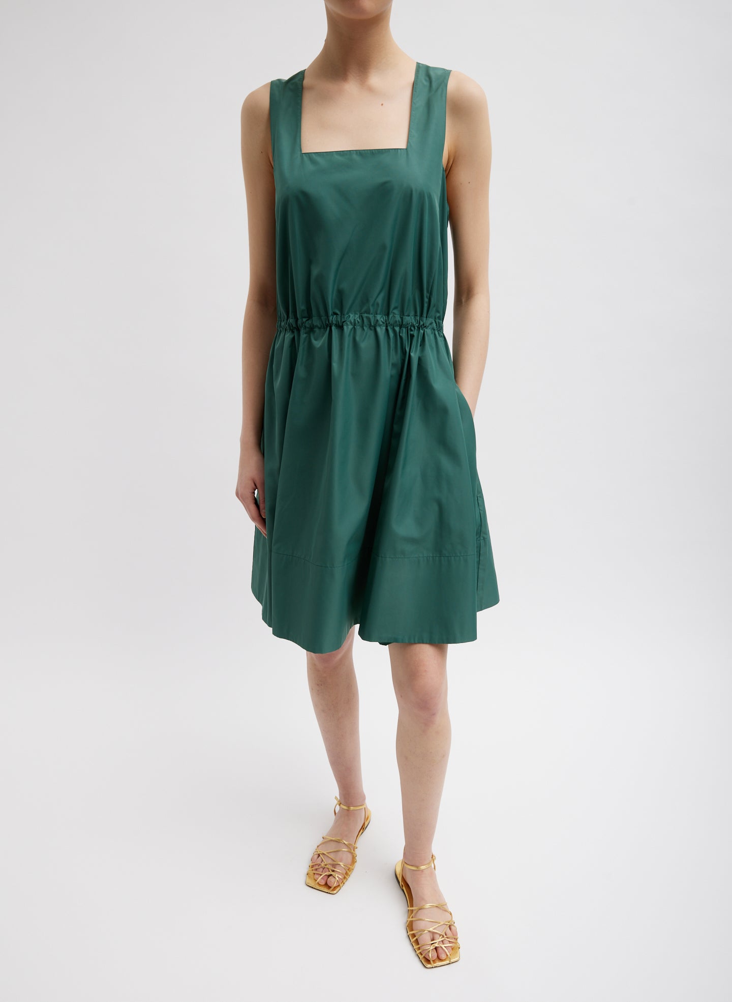 Italian Sporty Nylon Short Tank Dress - Dark Hunter Green - 1