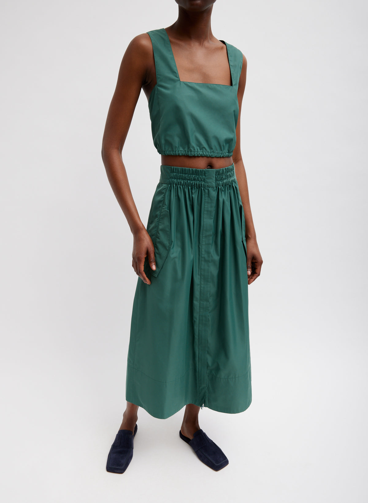 Italian Sporty Nylon Cropped Square Neck Top – Tibi Official