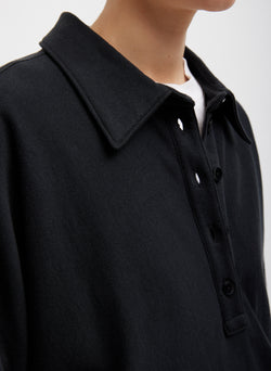 Summer Sweatshirting Polo Collar Sweatshirt Black-2