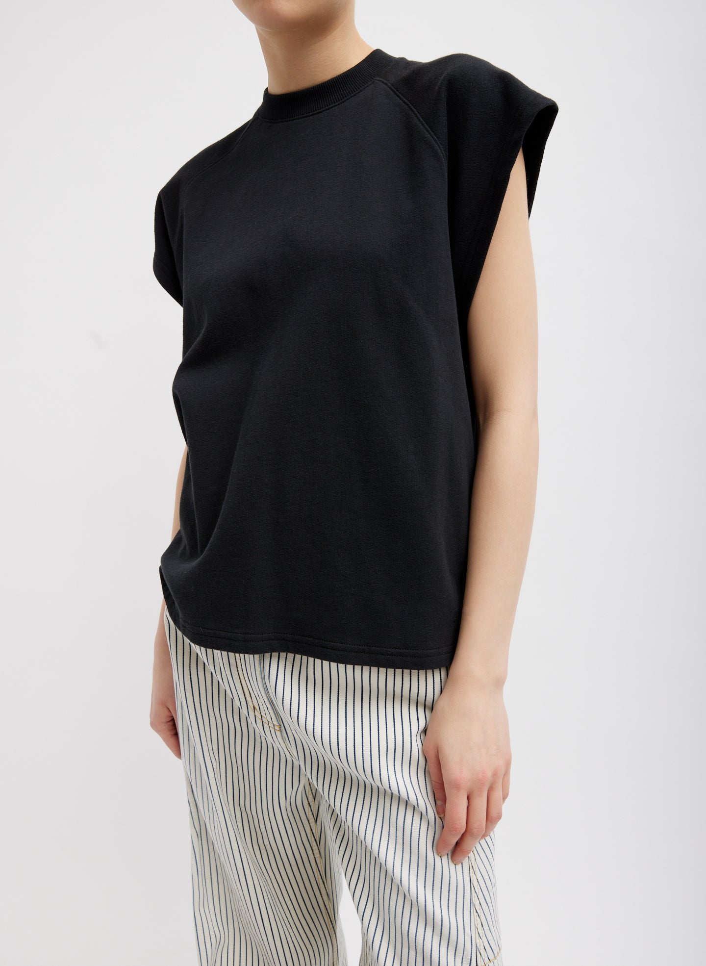 Summer Sweatshirting Sleeveless Easy Top - Black-1