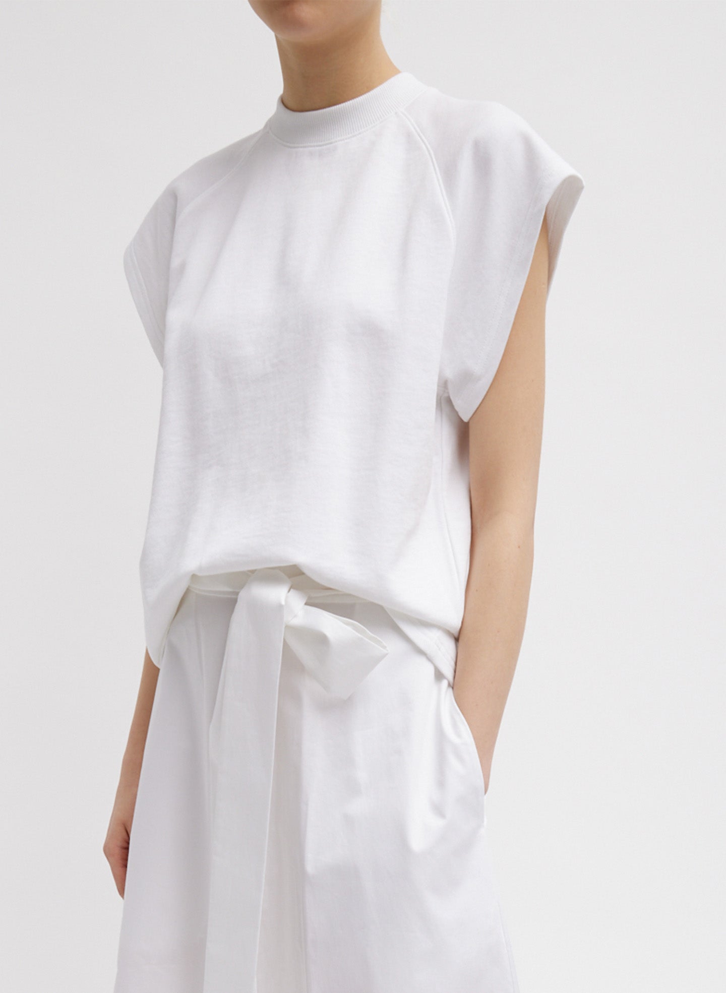 Summer Sweatshirting Sleeveless Easy Top - White-1