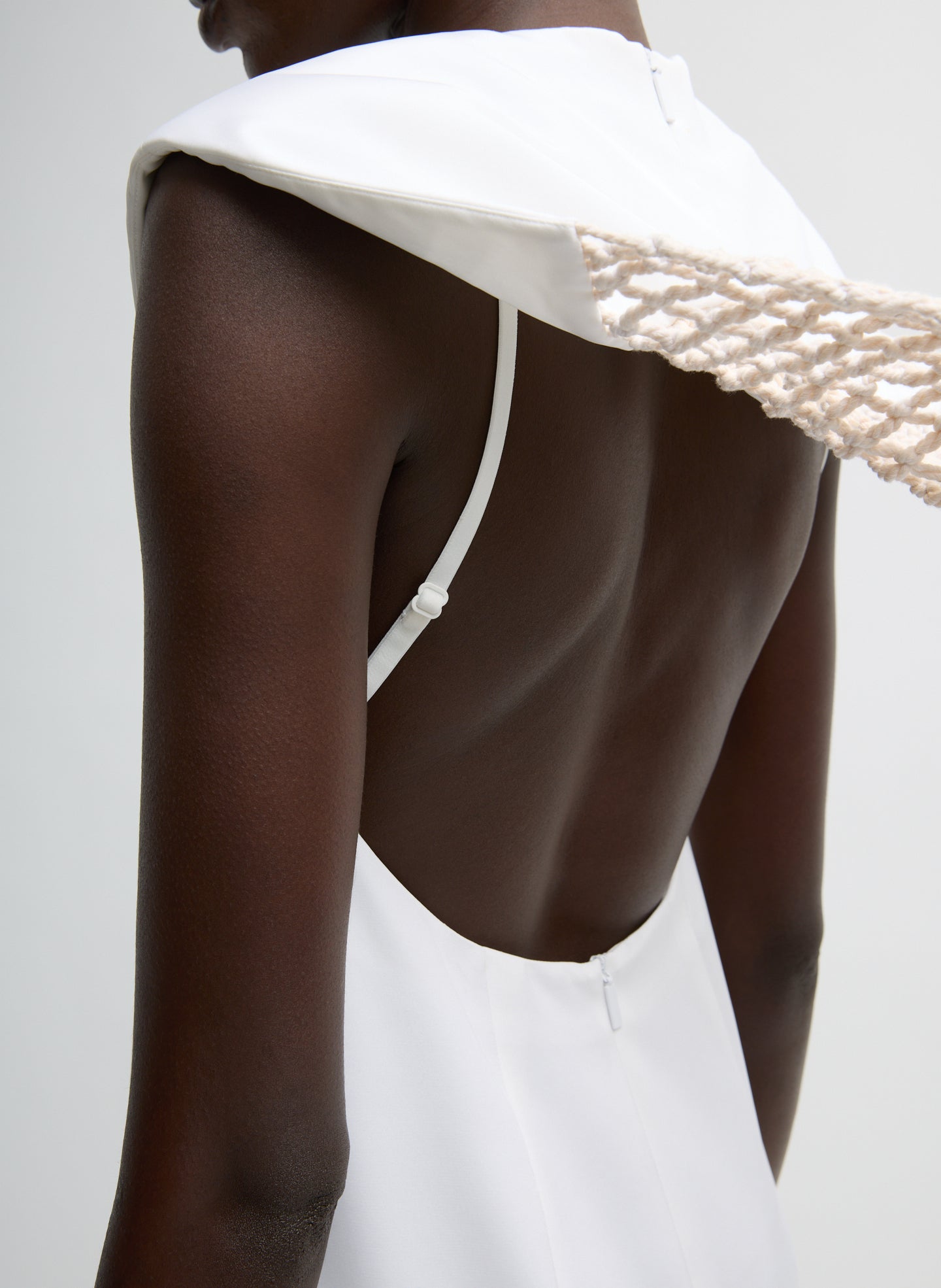 Stretch Silk Nylon Macrame Dress White / 0 / U125SS1626 Stretch Silk Nylon Macrame Dress White / 0 / U125SS1626