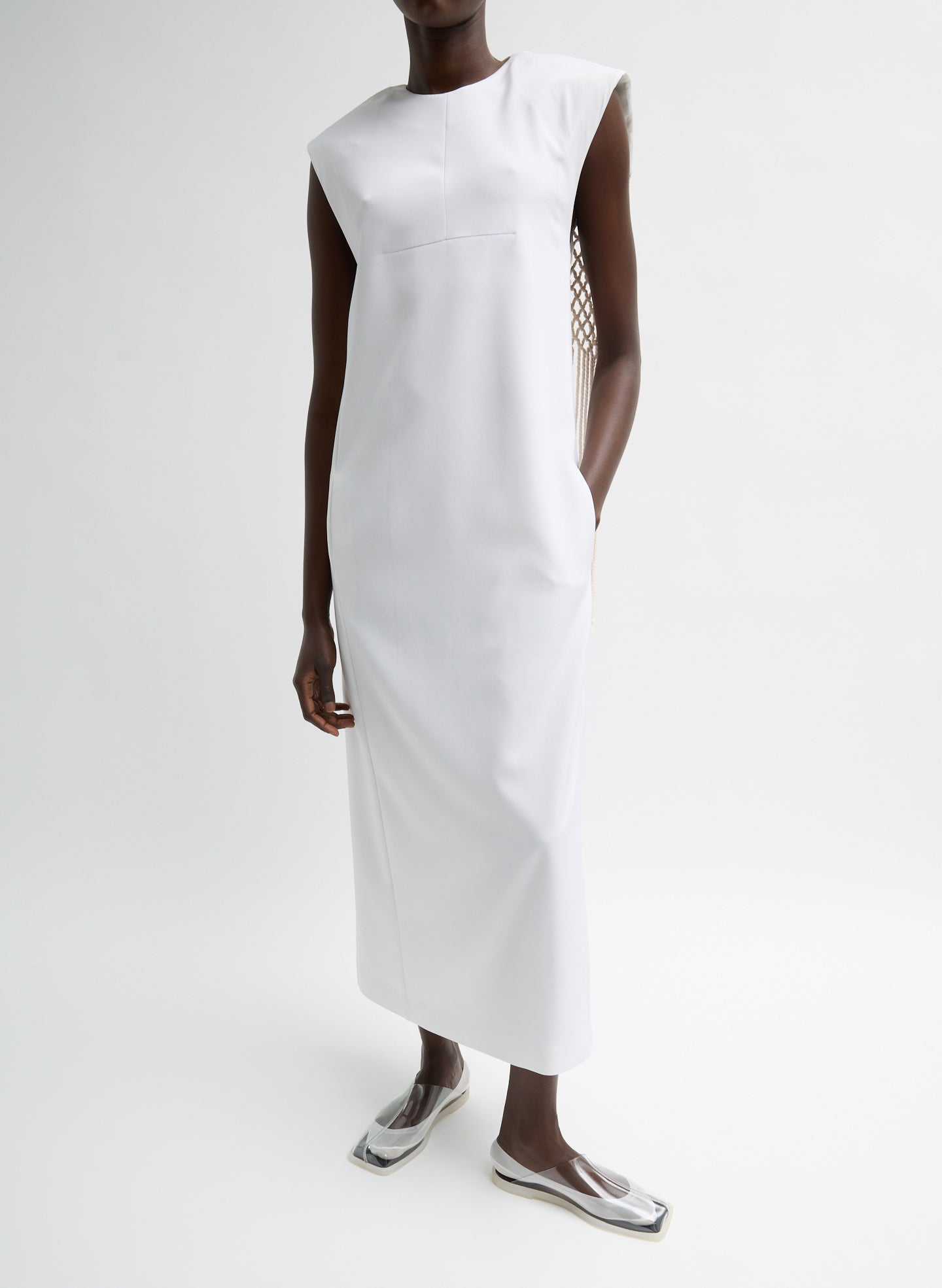 Stretch Silk Nylon Macrame Dress White / 0 / U125SS1626 Stretch Silk Nylon Macrame Dress White / 0 / U125SS1626