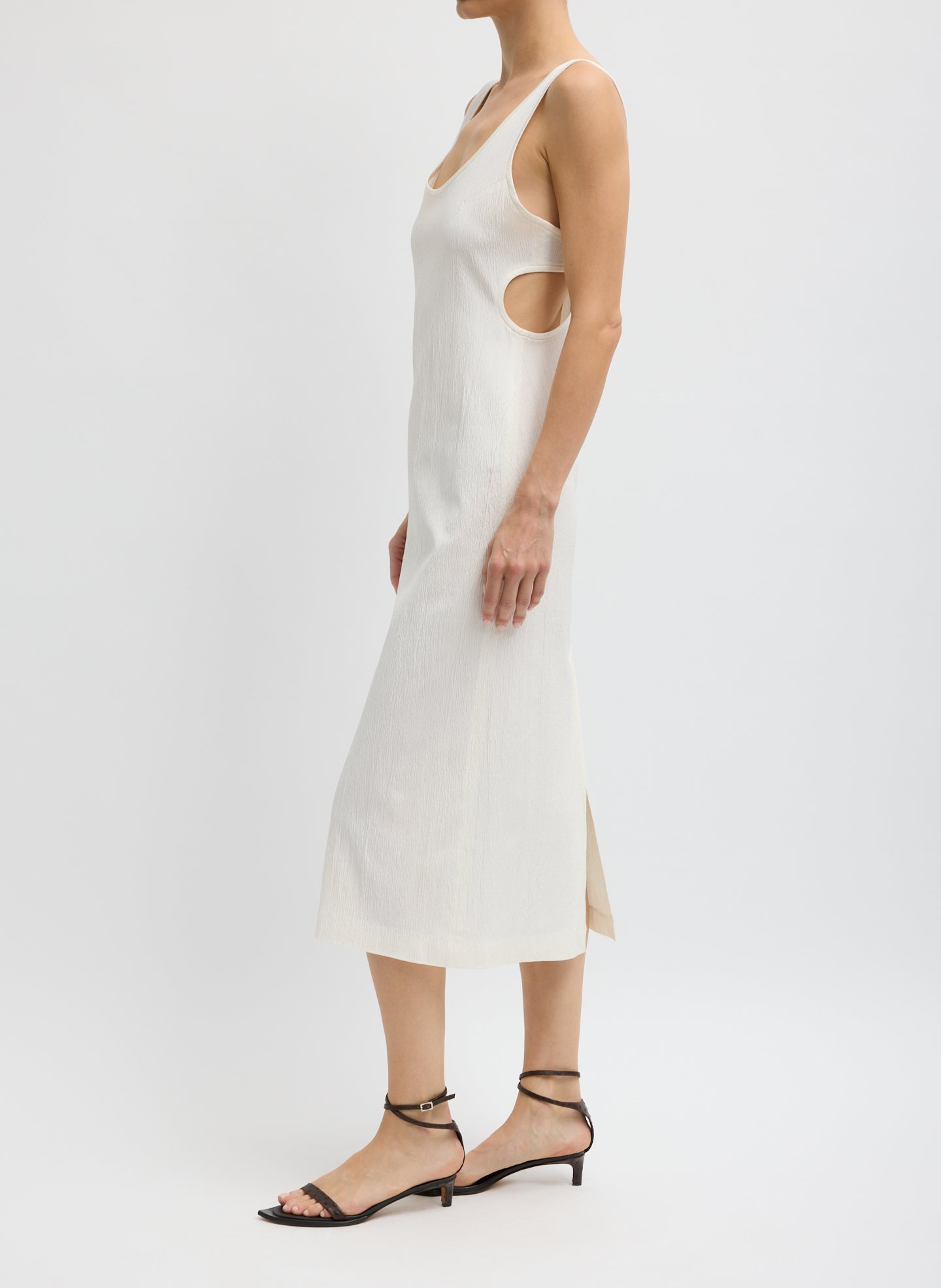 racer back dress midi Creased Stretch Crepe Racerback Dress