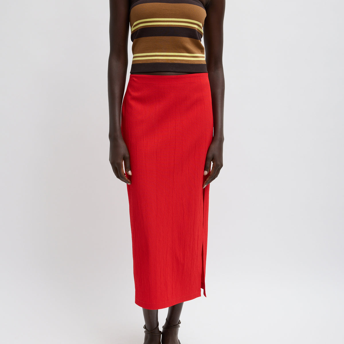 crepe marks and spencer red midi skirt Tibi Creased Stretch Crepe Skirt Red Size Shopbop