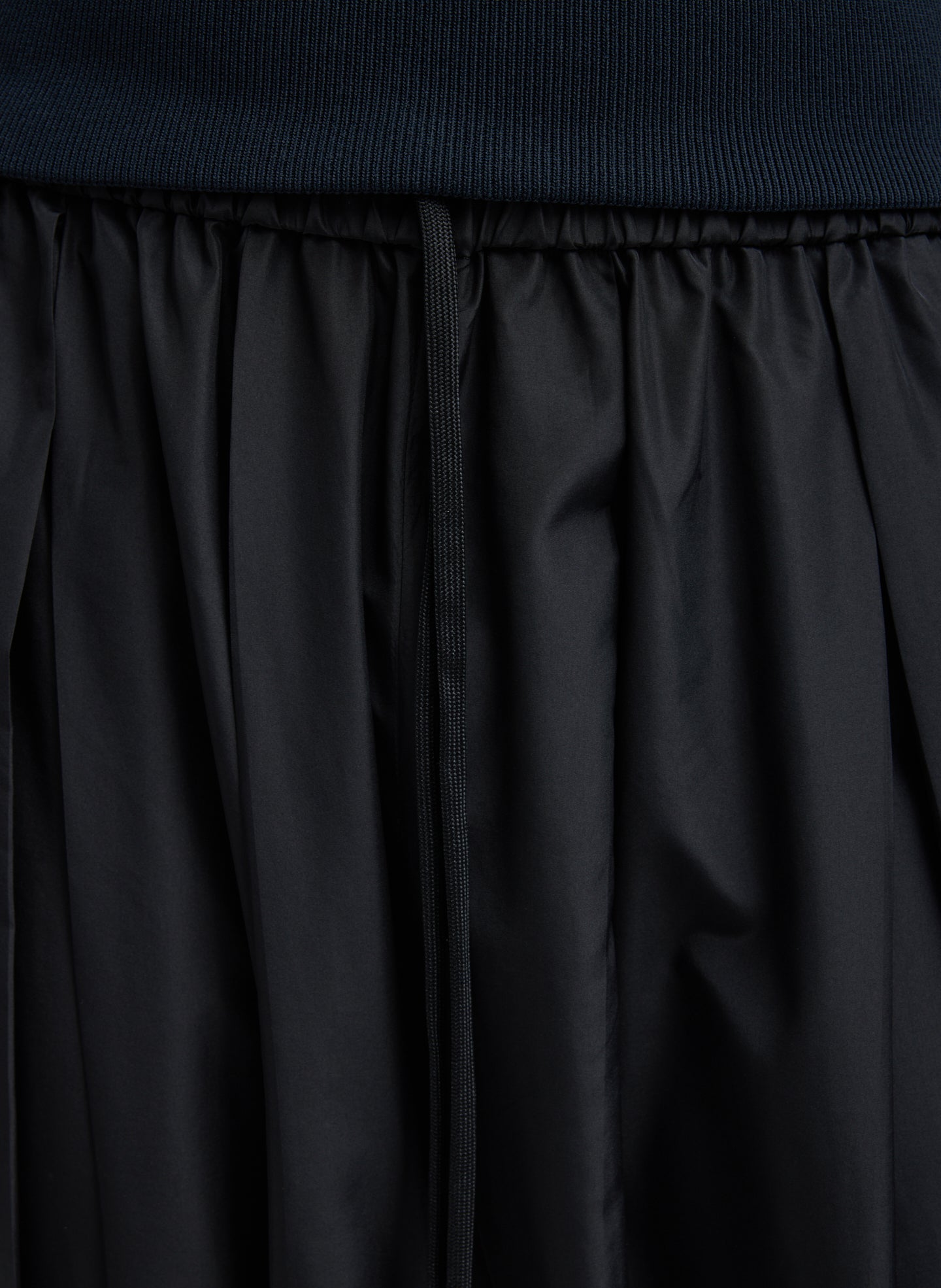 Black Summer Nylon Zeppelin Balloon Pant - closeup of waistband detail